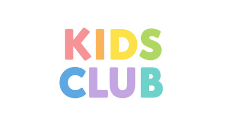 Playful and colorful text spelling 'KIDS CLUB' in pastel shades