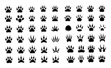 Collection of Diverse Animal Paw Print Icons