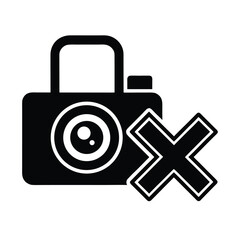 Camera With Crossed Lock Privacy Icon