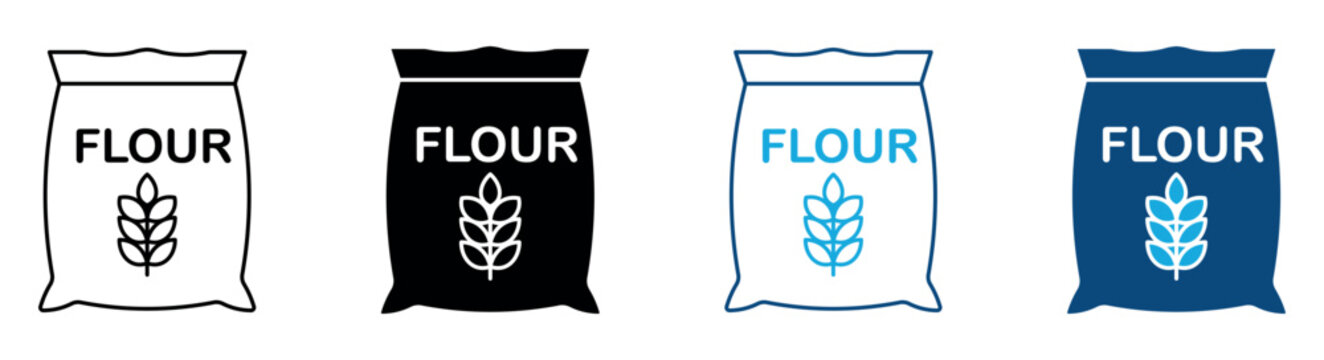 Wheat bag icon set , flour bag vector icon logo or illustration .