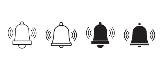 Bell icon set. isolated on white background, notification and alert symbol.