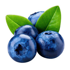 Obraz premium blueberries with leaves isolated on white or transparent