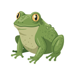 Obraz premium Green cartoon frog with yellow eyes – flat illustration
