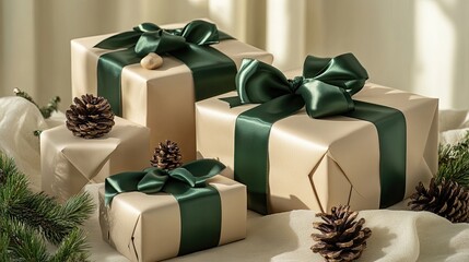 Wrapped gifts holiday decor