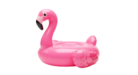 Pink inflatable flamingo pool float isolated