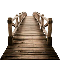 old wooden bridge isolated on white or transparent.