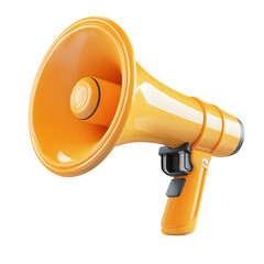 Orange Megaphone 3D Rendering on Transparent Background