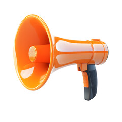 Orange Megaphone with Black Handle on Transparent Background