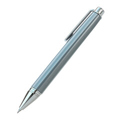 Sleek Silver Metallic Pen on Transparent Background