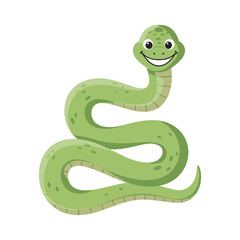 Smiling cartoon green snake with spots &ndash; flat illustration