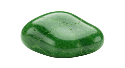 Green polished nephrite jade tumbled stone.