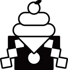 鏡餅のアイコン　モノトーン