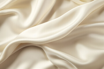 Fototapeta premium Ivory cream satin fabric with soft folds, background