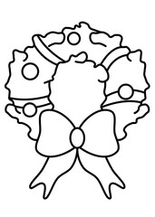Christmas wreath coloring page – line art for kids