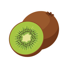Obraz premium Whole and sliced kiwi fruit – flat illustration