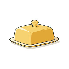 Fototapeta premium Cartoon illustration of a yellow butter dish on a – flat illustration
