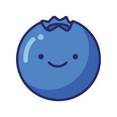 Cute smiling blueberry vector illustration with kawaii face – flat illustration