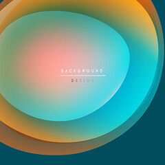 Abstract gradient layers create soft, flowing shapes. Warm colors blend into cool tones, forming oval design. Minimalist aesthetic.