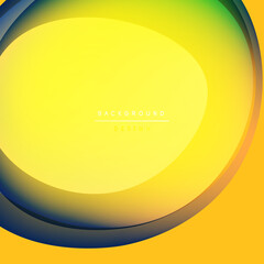 Bright yellow background features curved shapes, gradient colors. Design includes blue, green hues. Text reads background design.