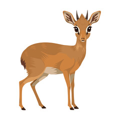 Fototapeta premium Cartoon illustration of a small deer with large ears and short antlers – flat illustration