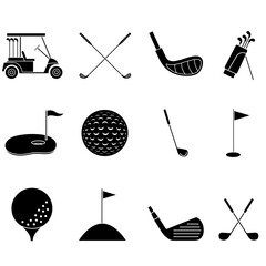 Golf club icon vector set. Golf illustration sign collection. Sport symbol. Golfing logo.