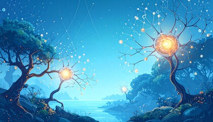 Mystical forest by the water