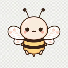Obraz premium Adorable Cartoon Bee Illustration with Floral Wings and Sweet Smile.