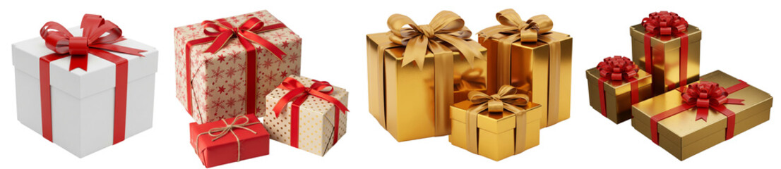 Obraz premium Collection of gift boxes isolated on white or transparent background