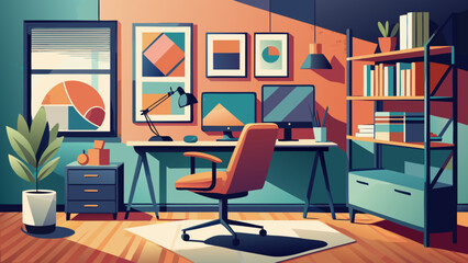 Creative Home Office Interior Illustration”