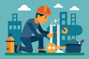Construction Worker Illustration with Tools