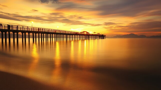 A pier at sunset