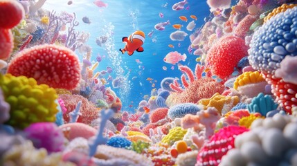 Colorful coral reef underwater scene