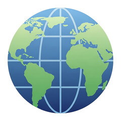 World globe showing continents isolated on white background for education