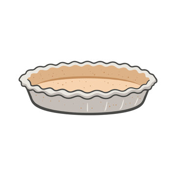 Empty pie crust in fluted tin pan for baking desserts and savory dishes &ndash; flat illustration