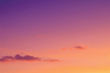 Obraz premium A beautiful gradient of purple and orange hues paints the sky during a serene sunset with wispy clouds.