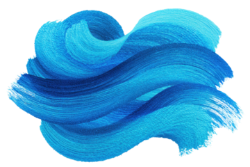 Abstract blue watercolor paint brush stroke flow texture PNG transparent background isolated graphic resource. Vibrant azure, cyan, cerulean color art shape
