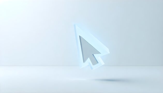 3d Click pointer cursor arrow icon on white background