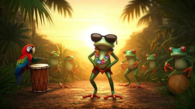 Cool Frog Band Plays in Tropical Paradise.