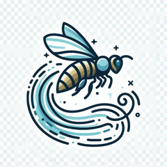 Detailed Line Art of a Bee in Flight.