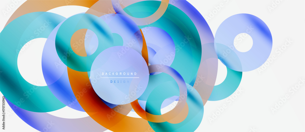 Wall mural abstract flowing shapes, vibrant colors, modern design. overlapping circles create dynamic visual te
