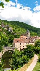 Picturesque village nestled in a valley