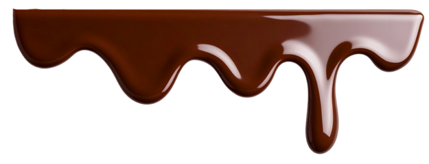 Melted Chocolate Dripping with Glossy Surface on White Background
