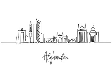 Afghanistan skyline single line drawing