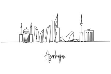 Azerbaijan skyline continuous line drawing