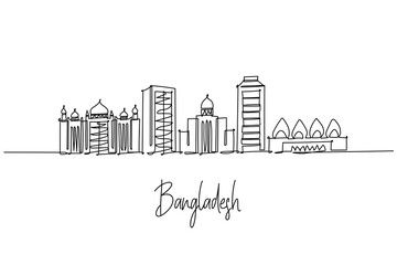 Obraz premium Bangladesh skyline continuous line drawing