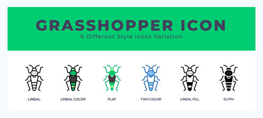Grasshopper icon illustration vector with different styles