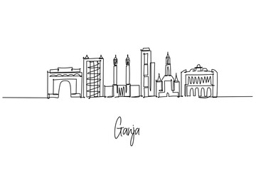 Fototapeta premium Ganja skyline continuous line drawing