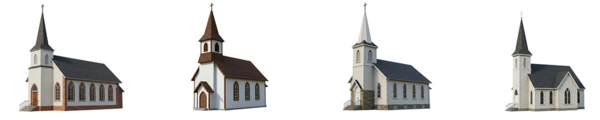 Traditional Christian Chapel Building Isolated Transparent Background