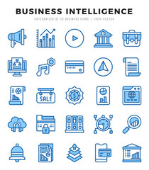 Fototapeta premium Collection of Business Intelligence 25 Two Color Icons Pack.