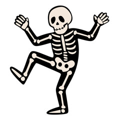 Outlined Dancing Skeleton Illustration,